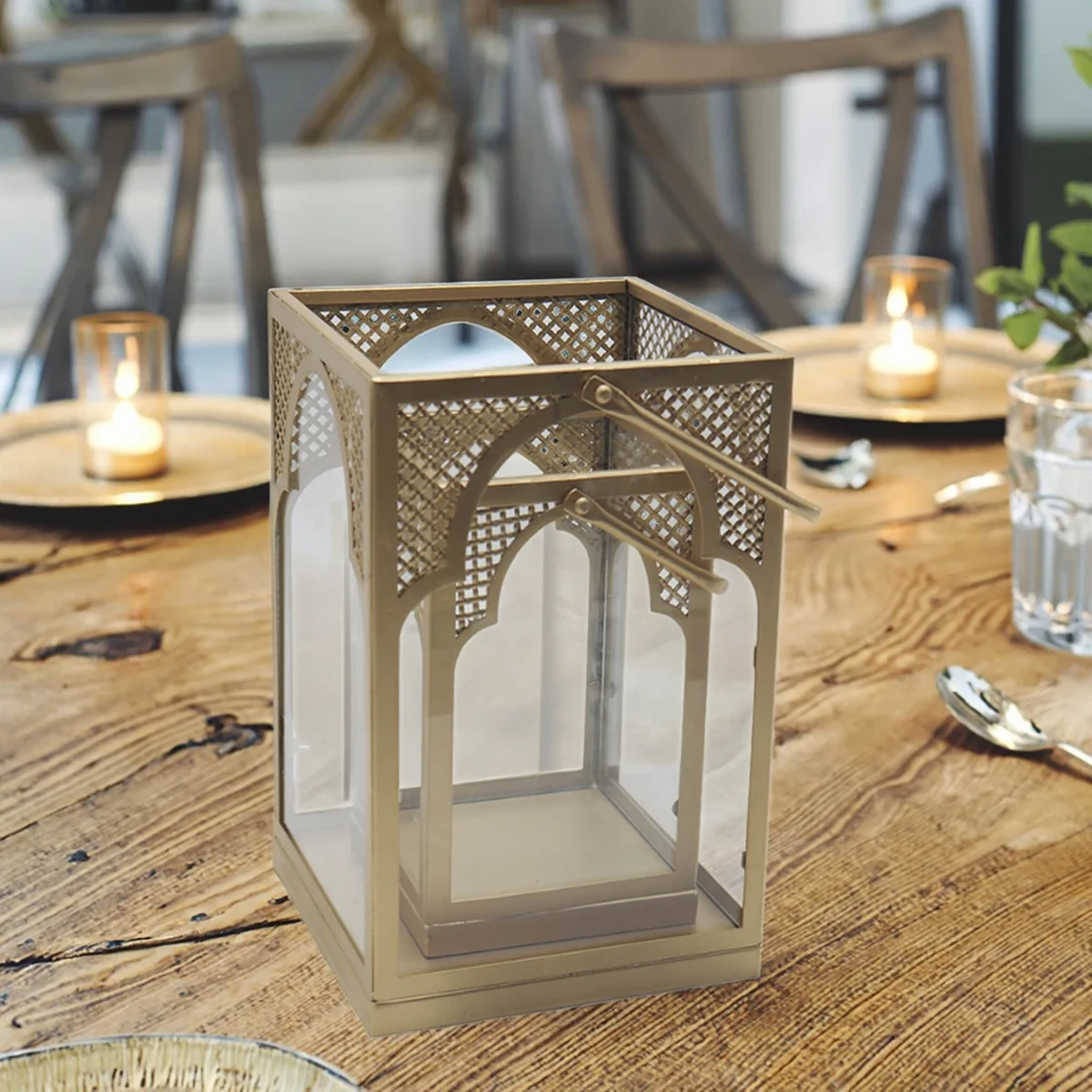 Modern Metal Lantern Home Accent