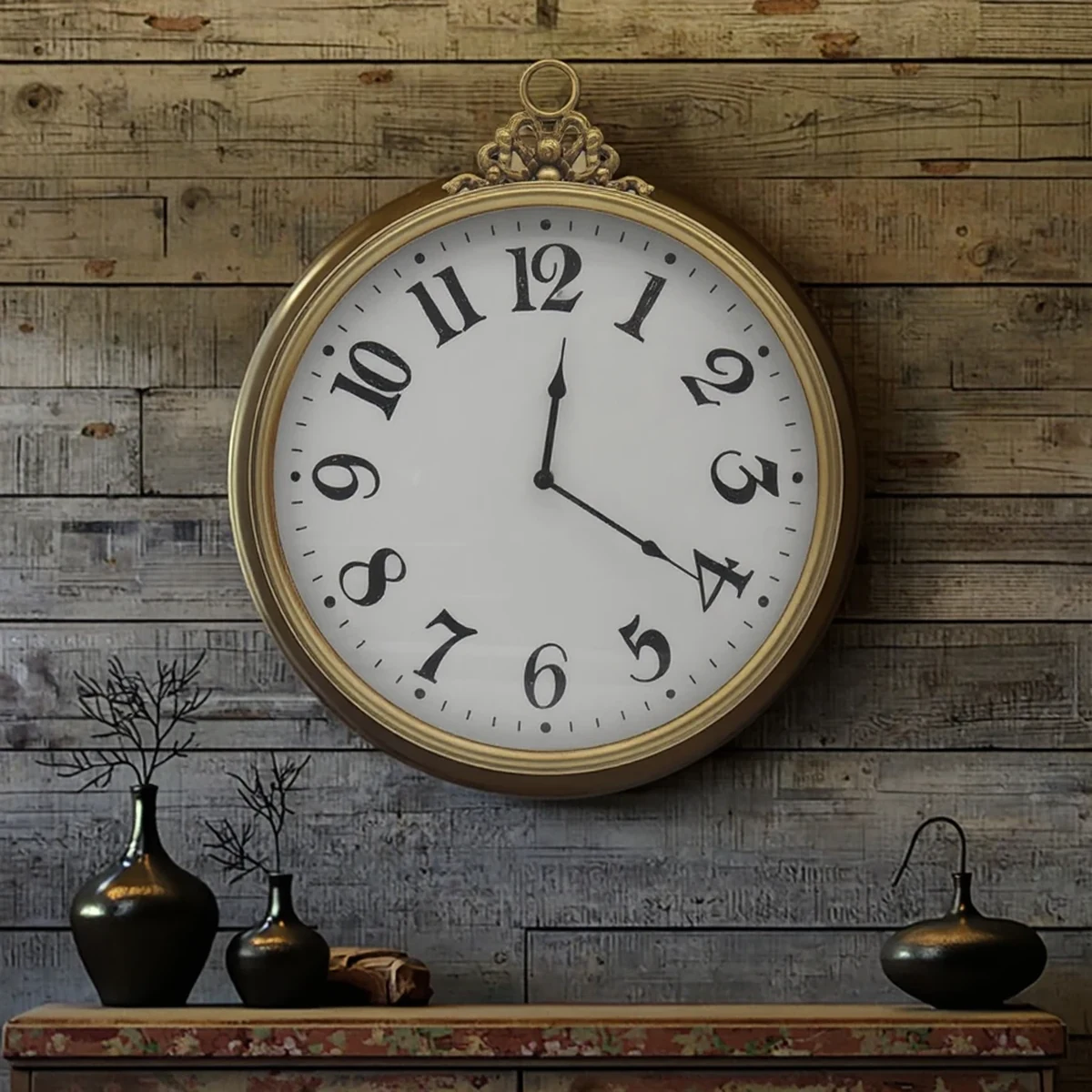 Antique Metal Round Wall Clock