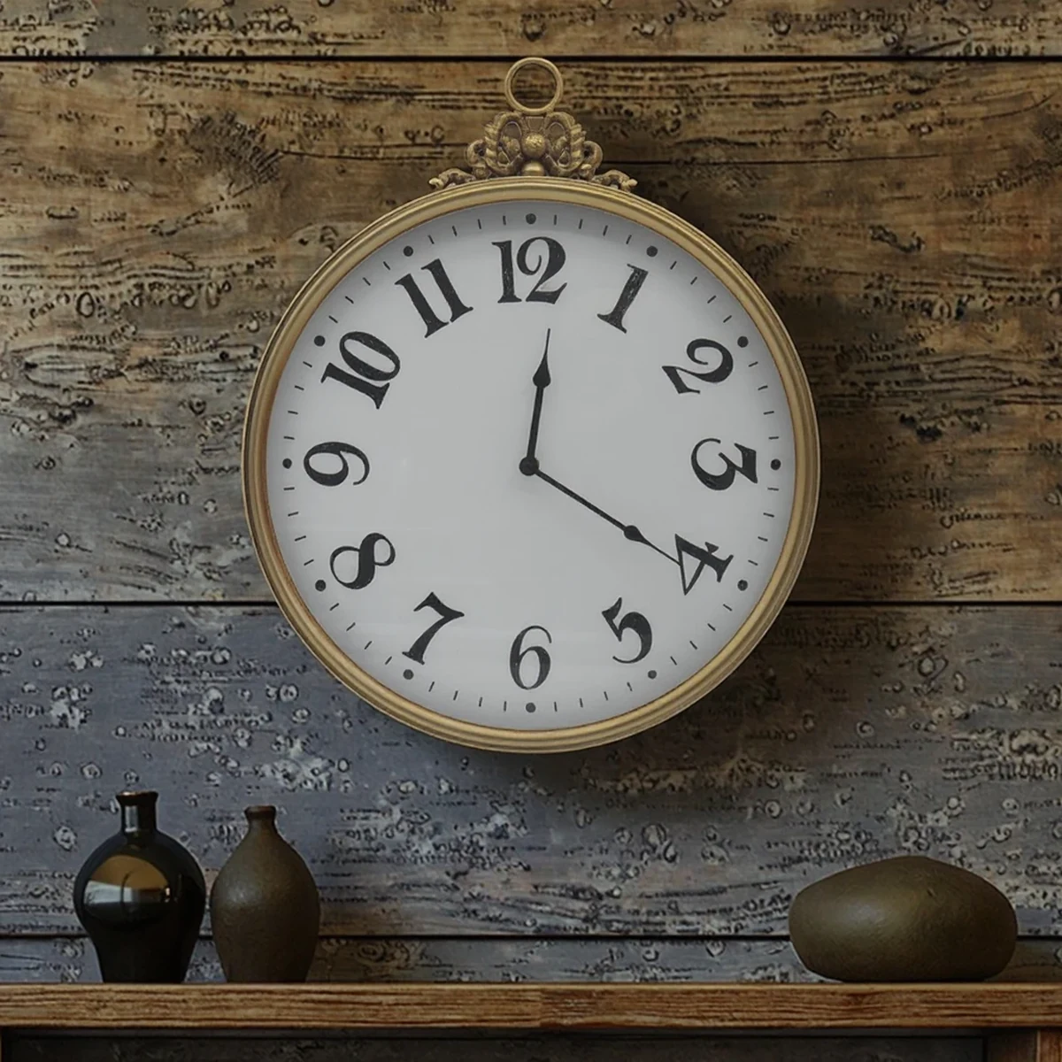 Antique Metal Round Wall Clock
