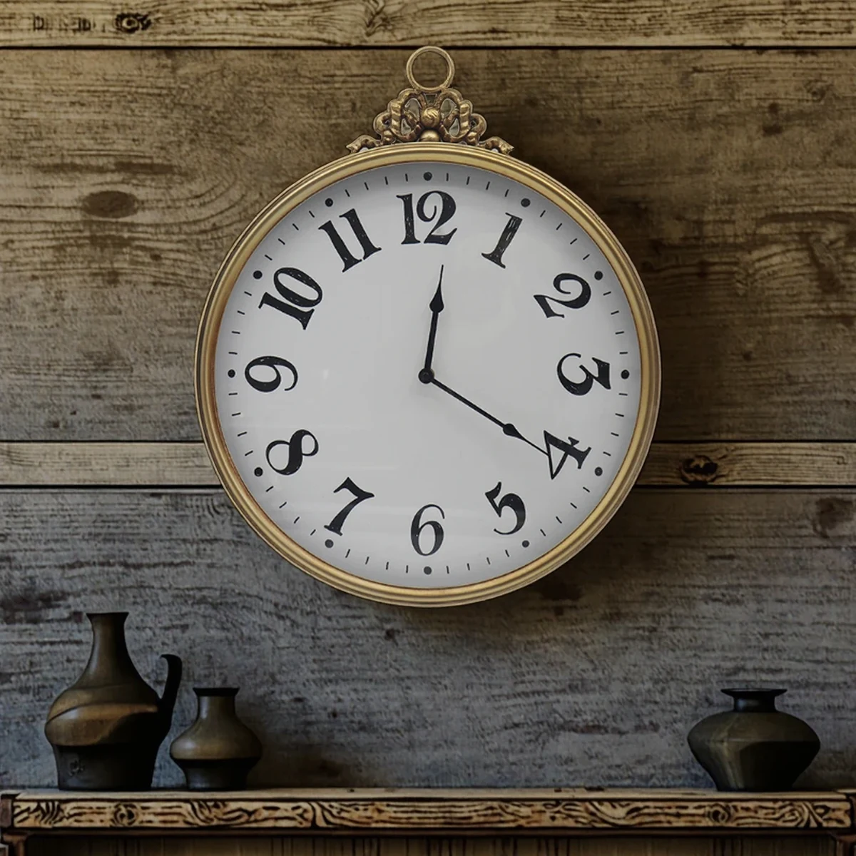 Antique Metal Round Wall Clock
