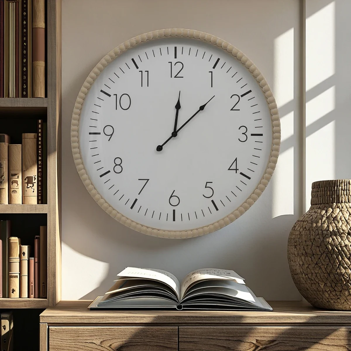 Modern Solid Wood Round Wall Clock