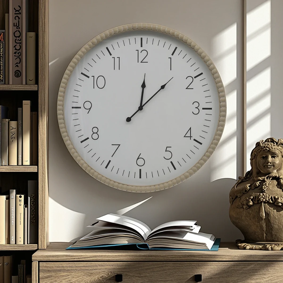 Modern Solid Wood Round Wall Clock