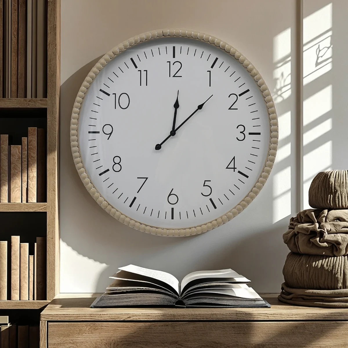 Modern Solid Wood Round Wall Clock