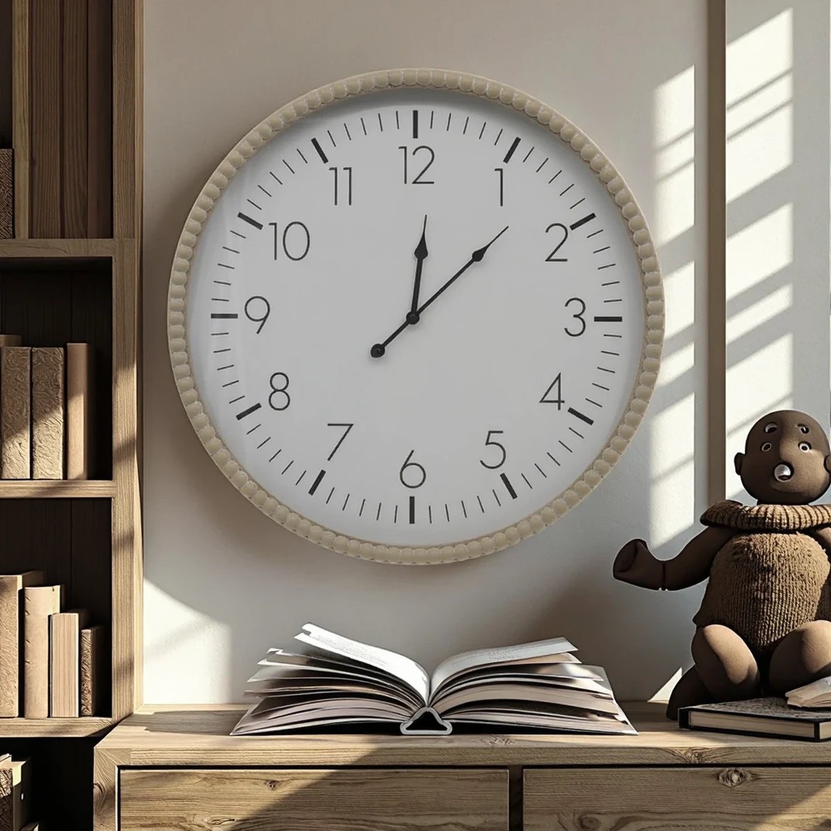 Modern Solid Wood Round Wall Clock