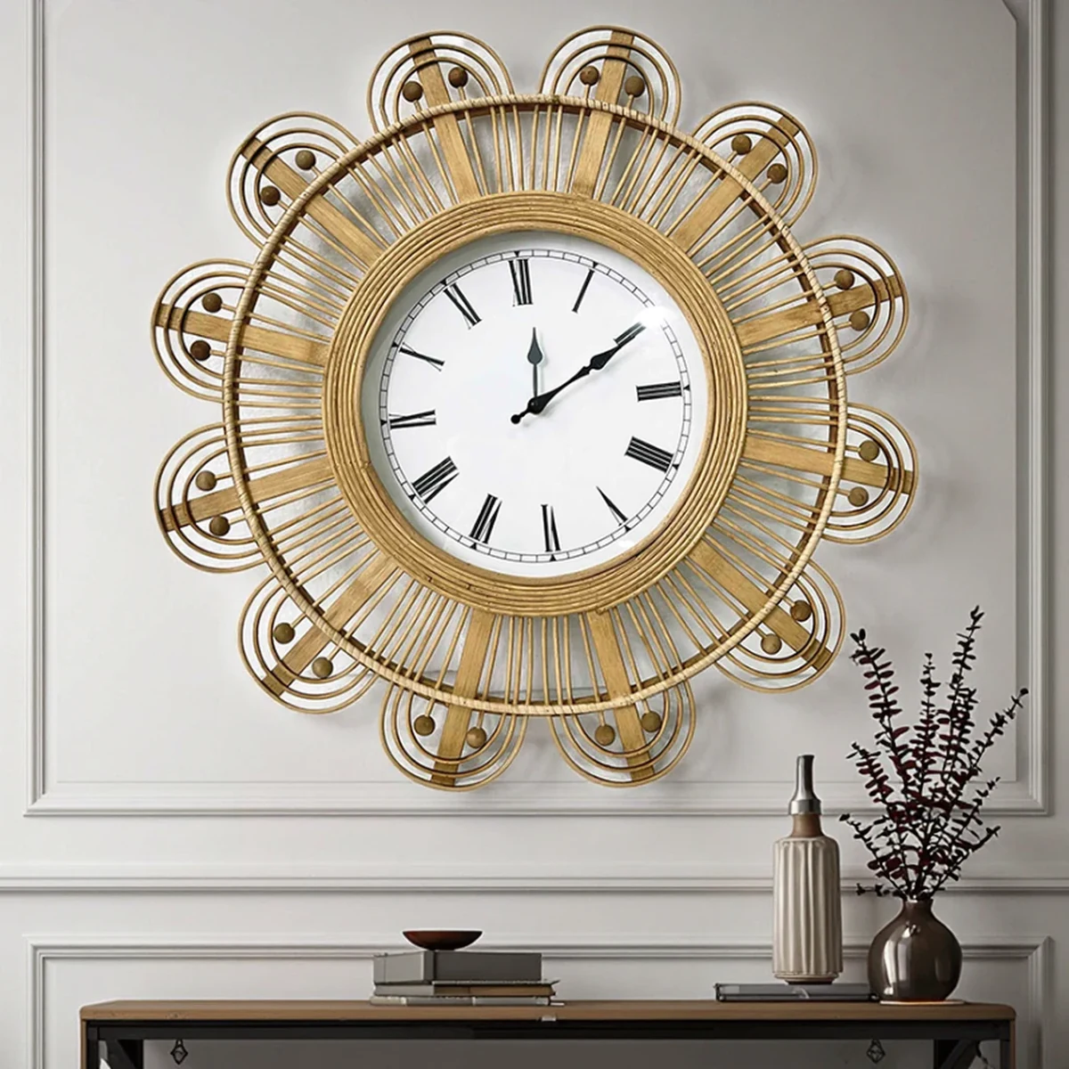 Farmhouse Bamboo Round Wall Clock