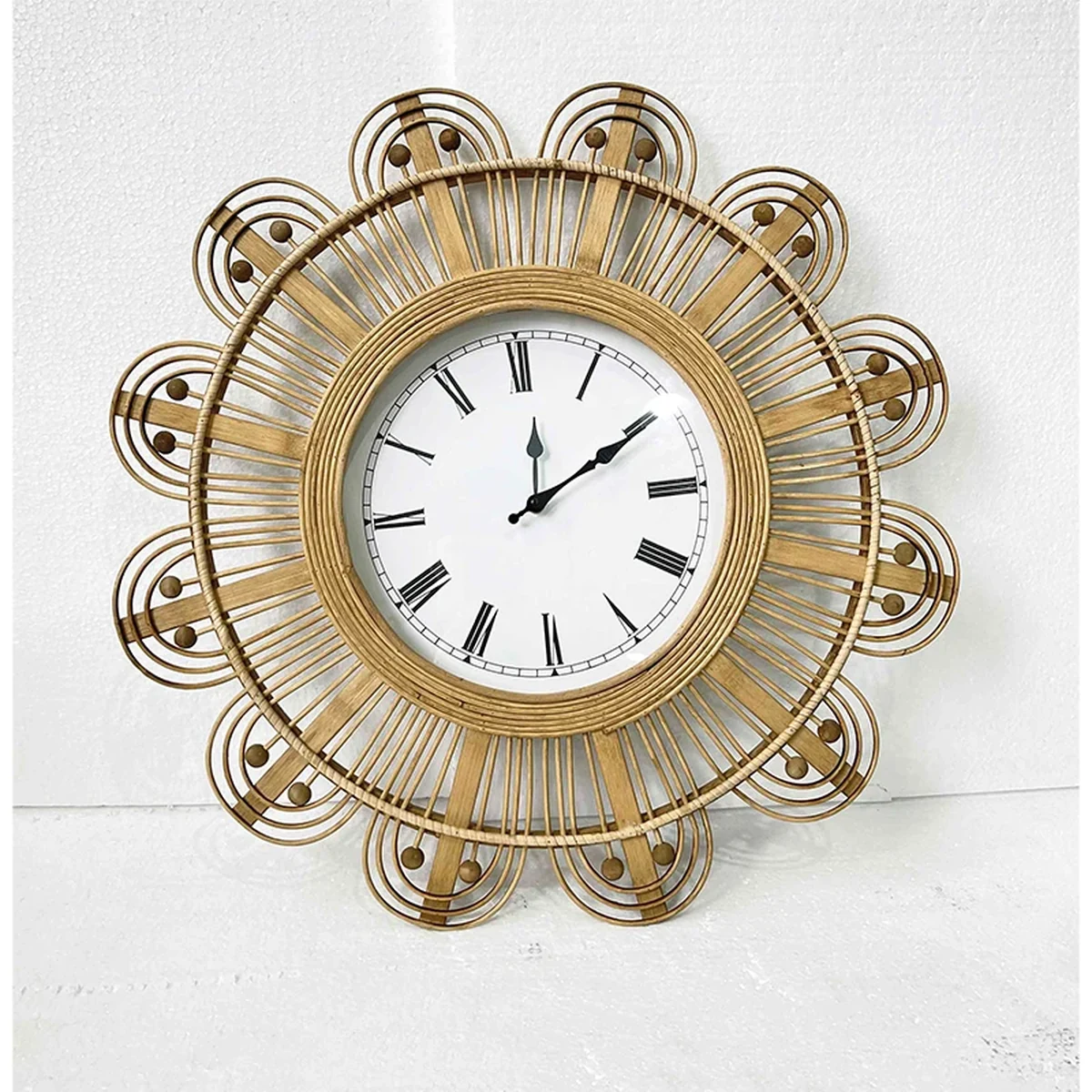 Farmhouse Bamboo Round Wall Clock