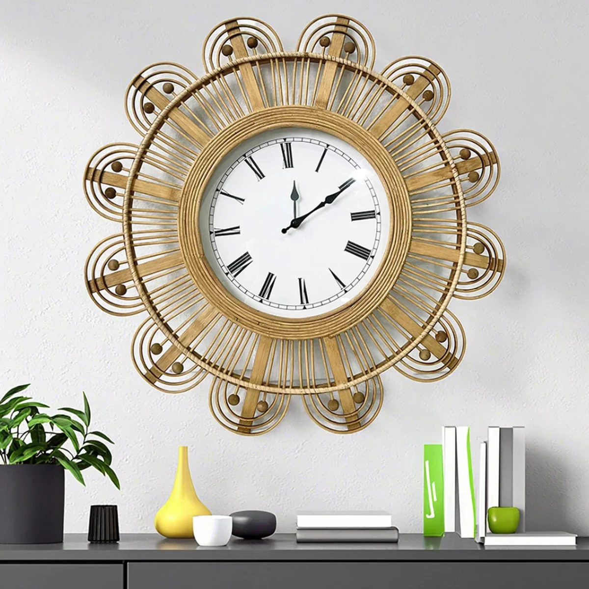 Farmhouse Bamboo Round Wall Clock