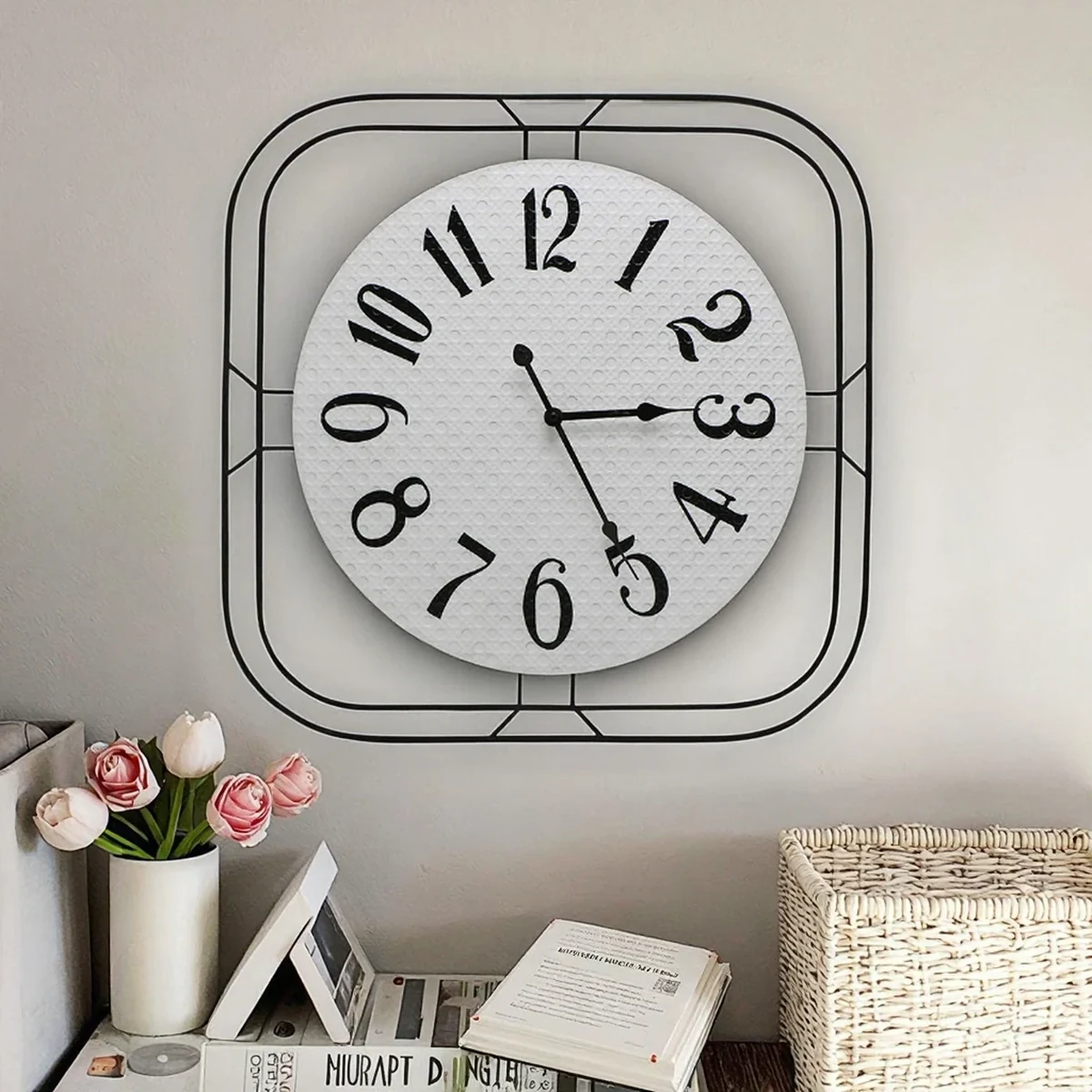 Art Deco Metal Square Wall Clock