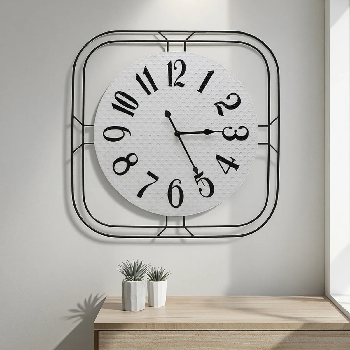 Art Deco Metal Square Wall Clock