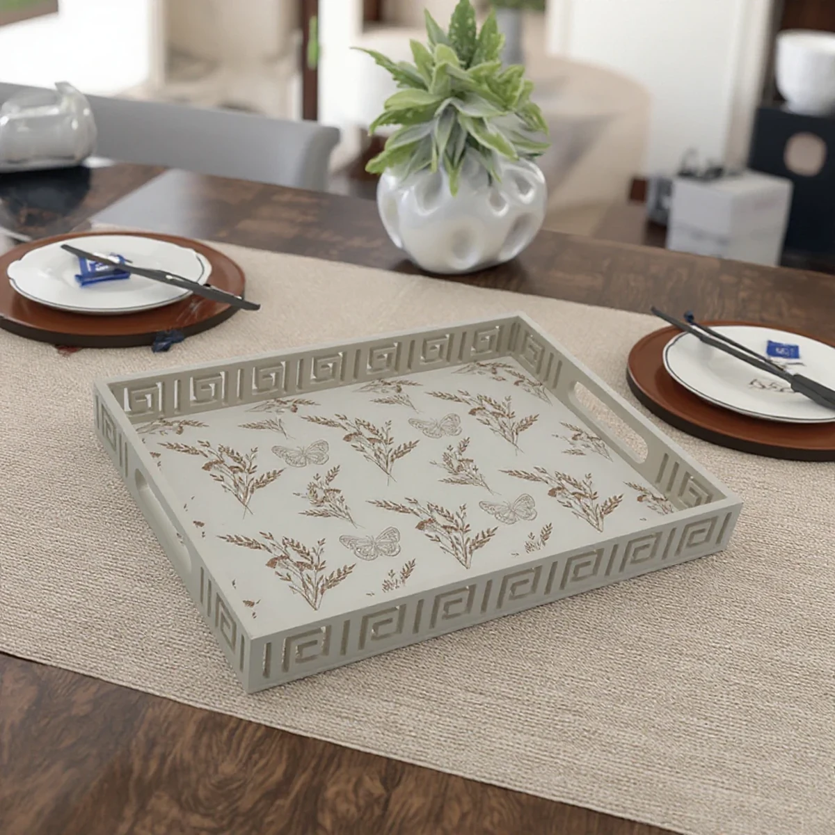 Vintage Solid Wood Rectangle Decorative Tray
