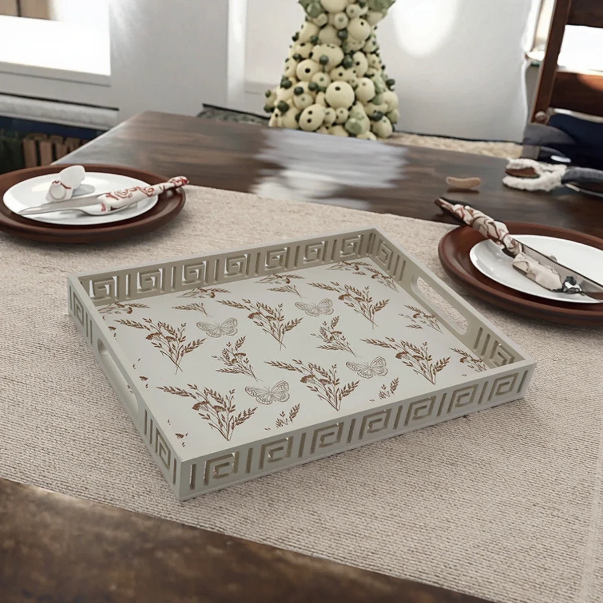 Vintage Solid Wood Rectangle Decorative Tray