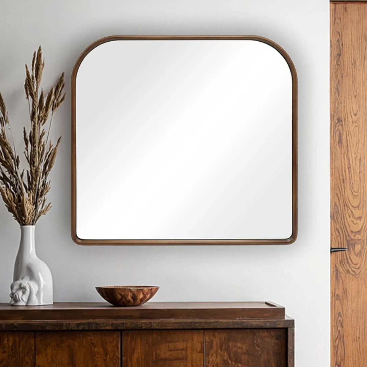 Farmhouse Solid Wood Arch Wall Mirror