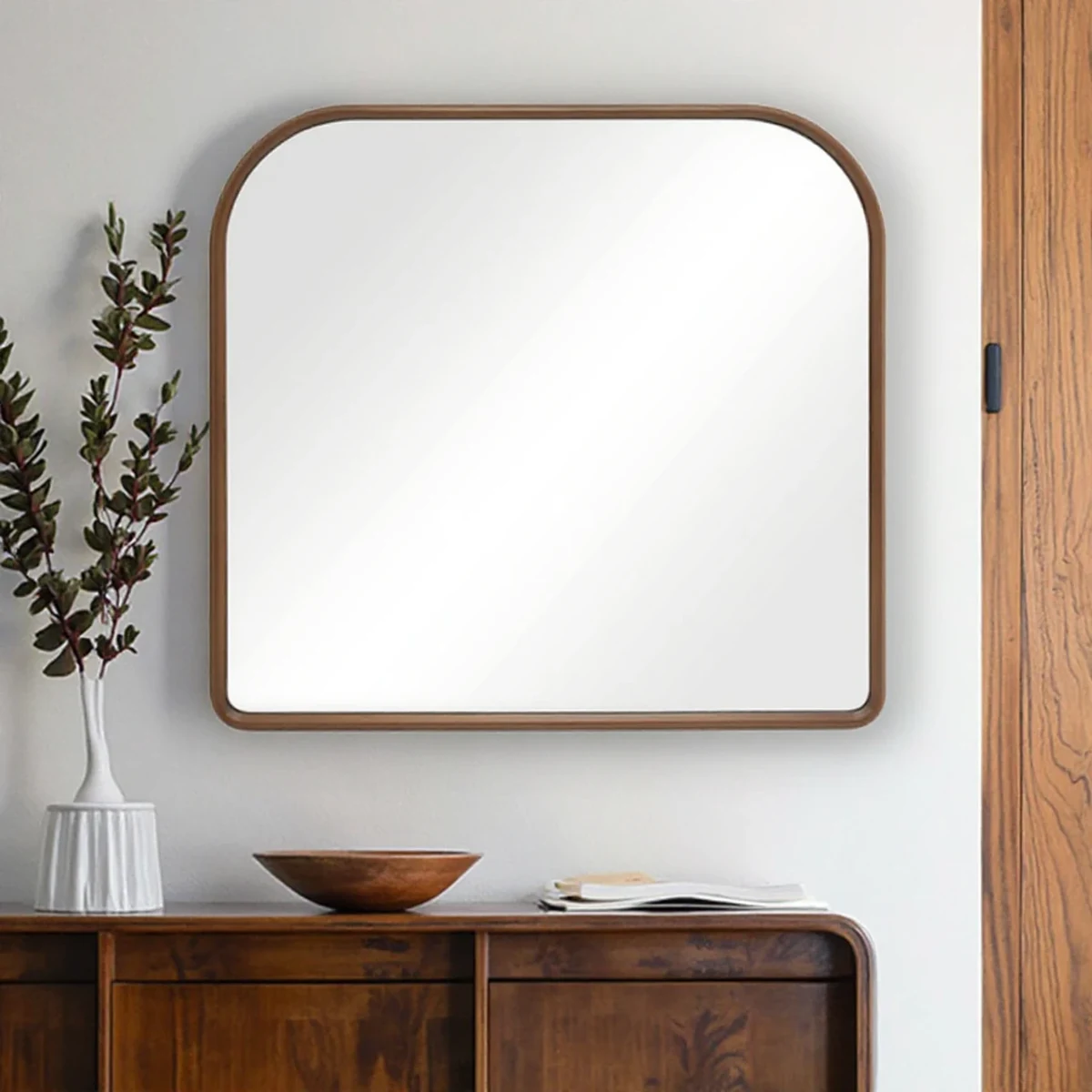 Farmhouse Solid Wood Arch Wall Mirror