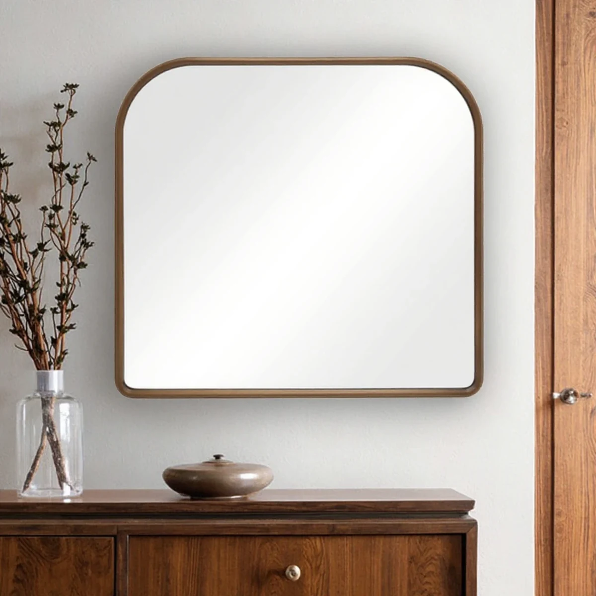 Farmhouse Solid Wood Arch Wall Mirror