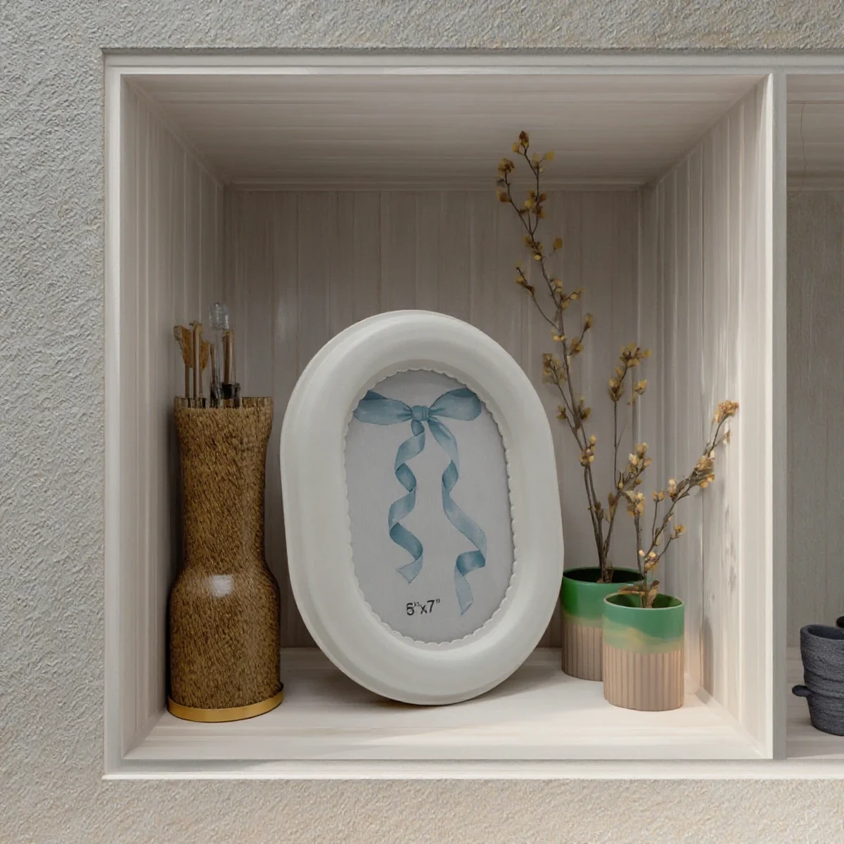Modern Solid Wood Oval Picture Frame