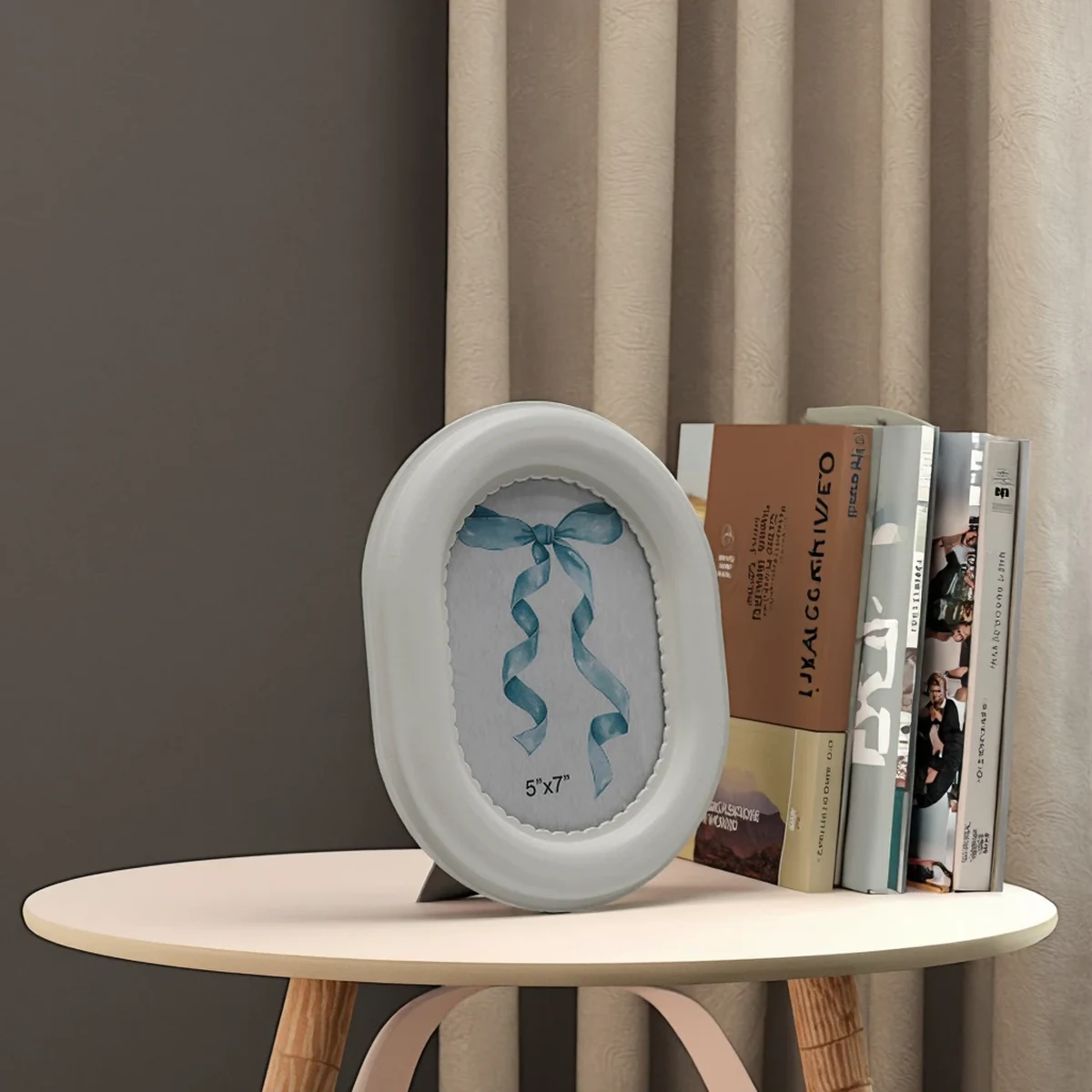 Modern Solid Wood Oval Picture Frame