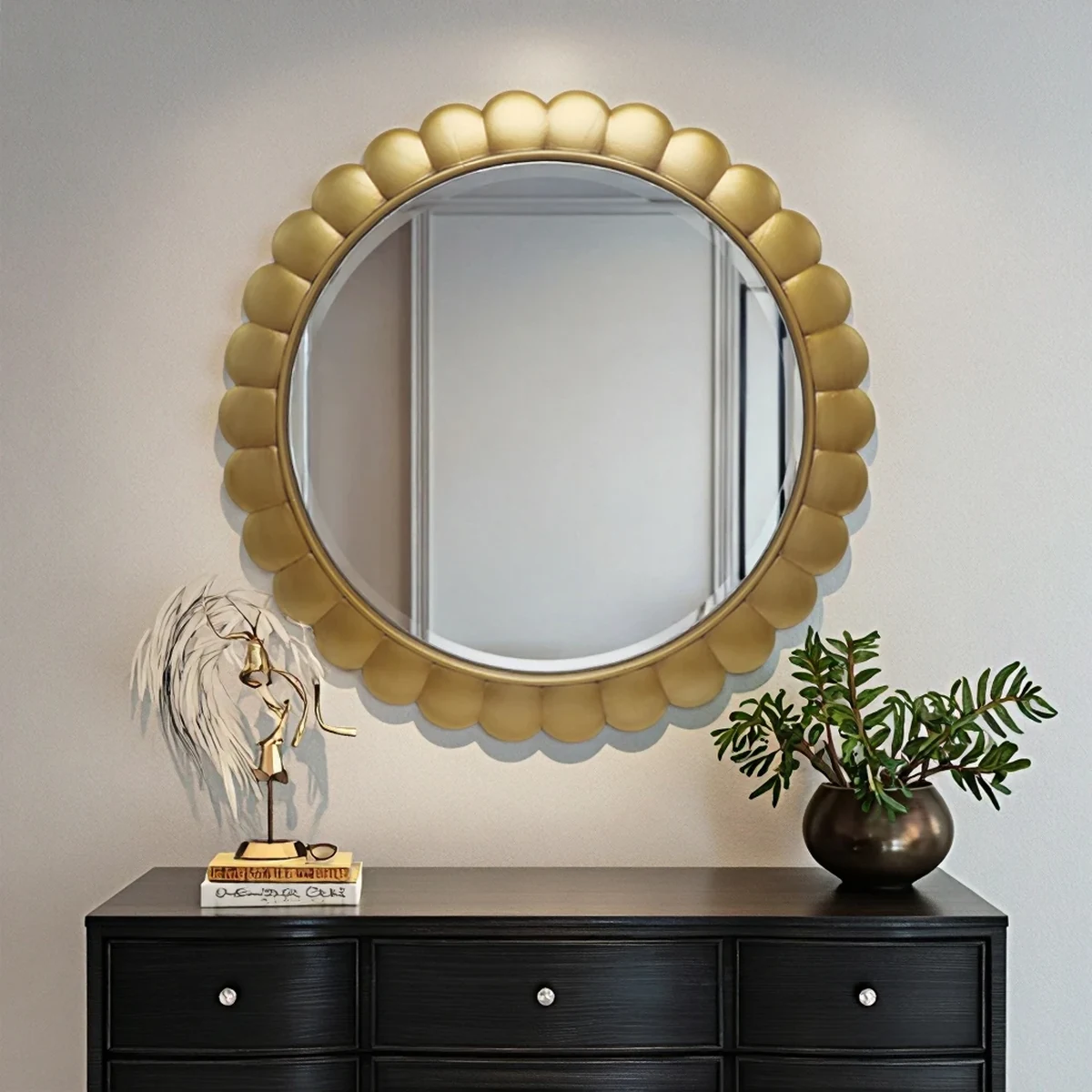 Luxury Metal Round Round Wall Mirror