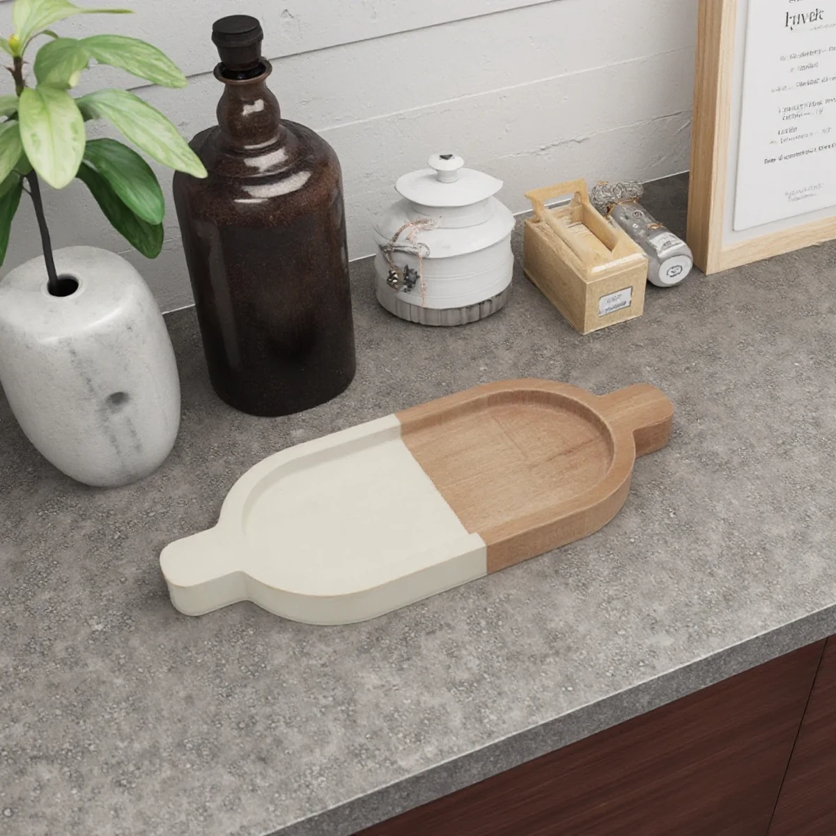 Farmhouse Solid Wood Oval Coffee Decorative Tray