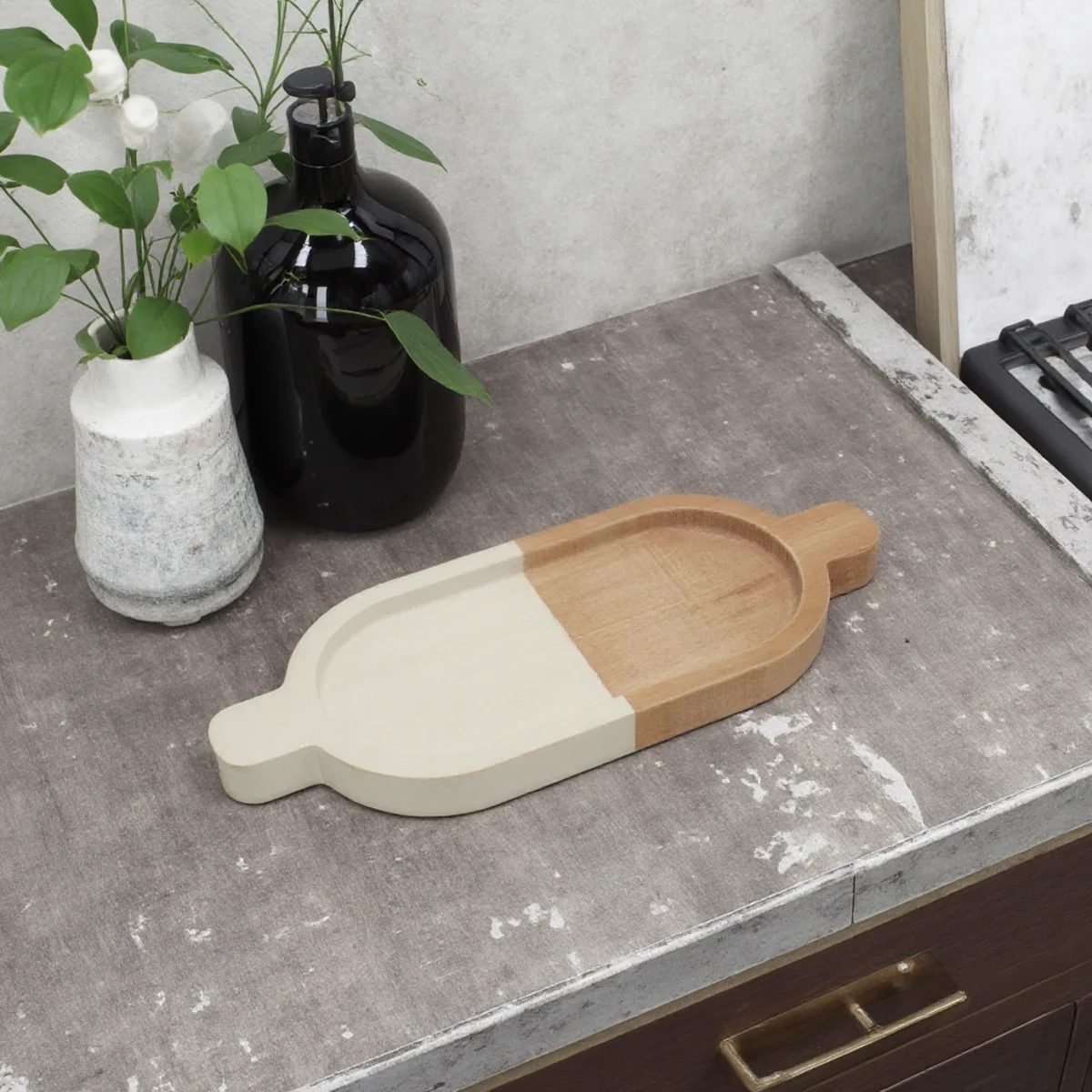 Farmhouse Solid Wood Oval Coffee Decorative Tray