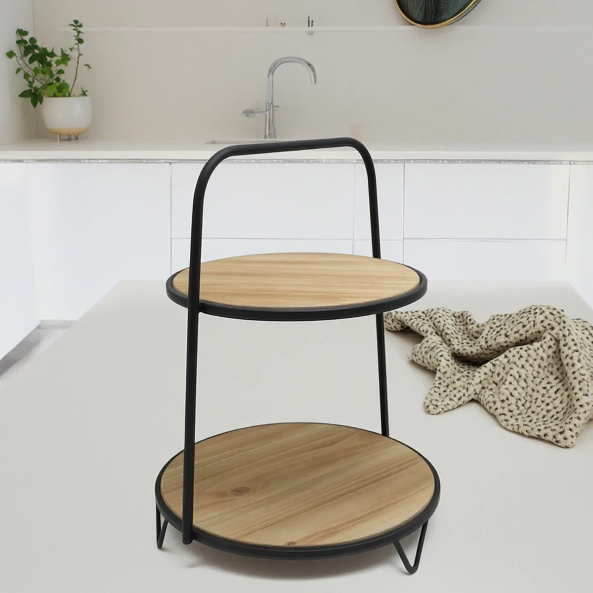 Classic Metal Round 2-Tier Decorative Tray