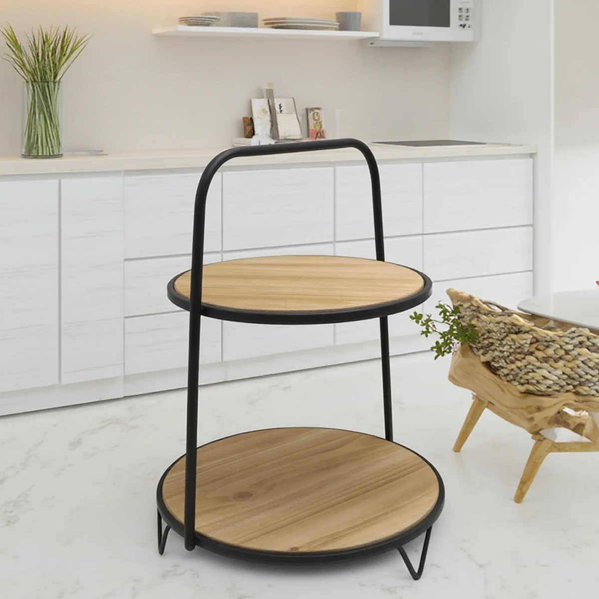Classic Metal Round 2-Tier Decorative Tray