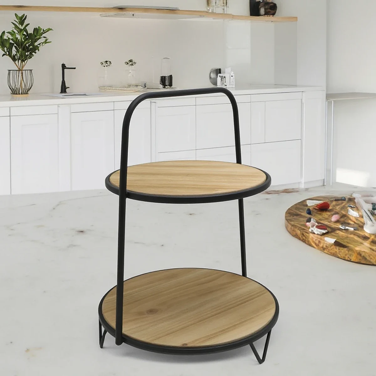 Classic Metal Round 2-Tier Decorative Tray