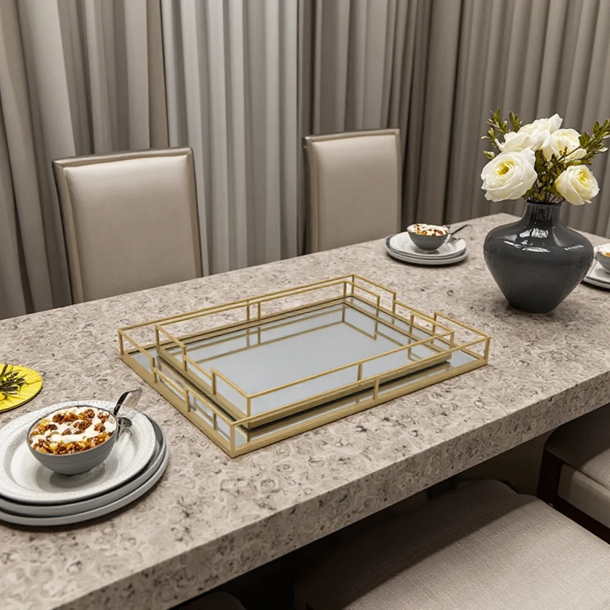 Luxury Metal Rectangle Decorative Tray