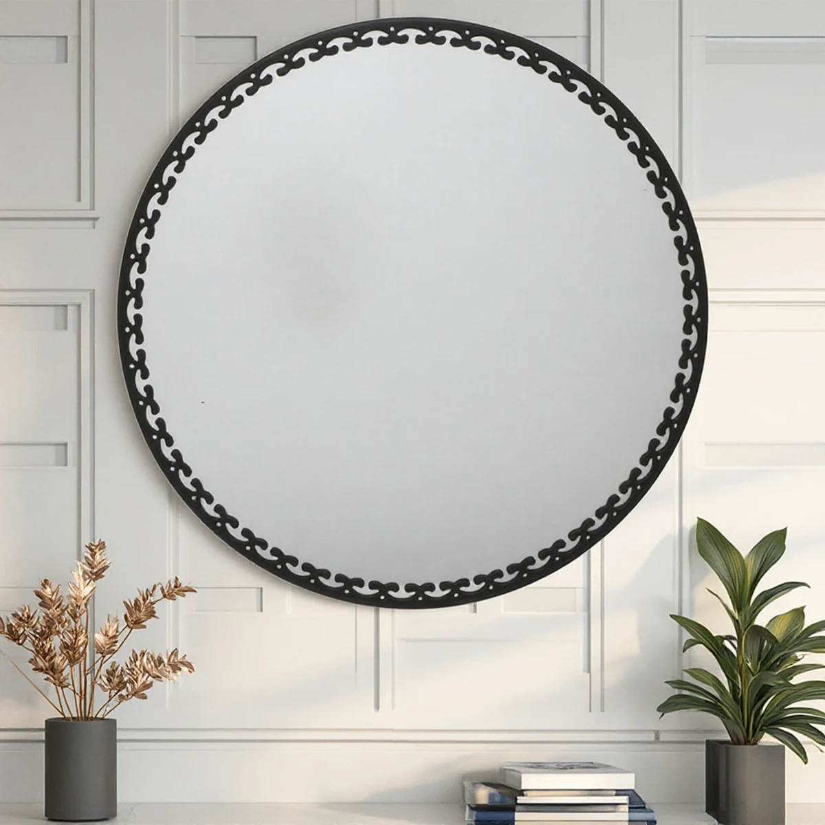 Modern Metal Round Round Wall Mirror