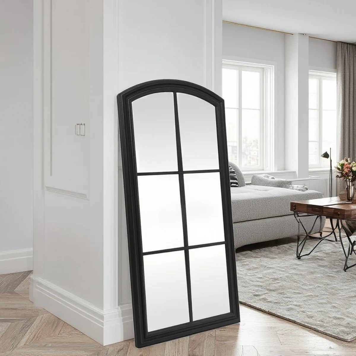 Rustic Metal Arch Wall Mirror