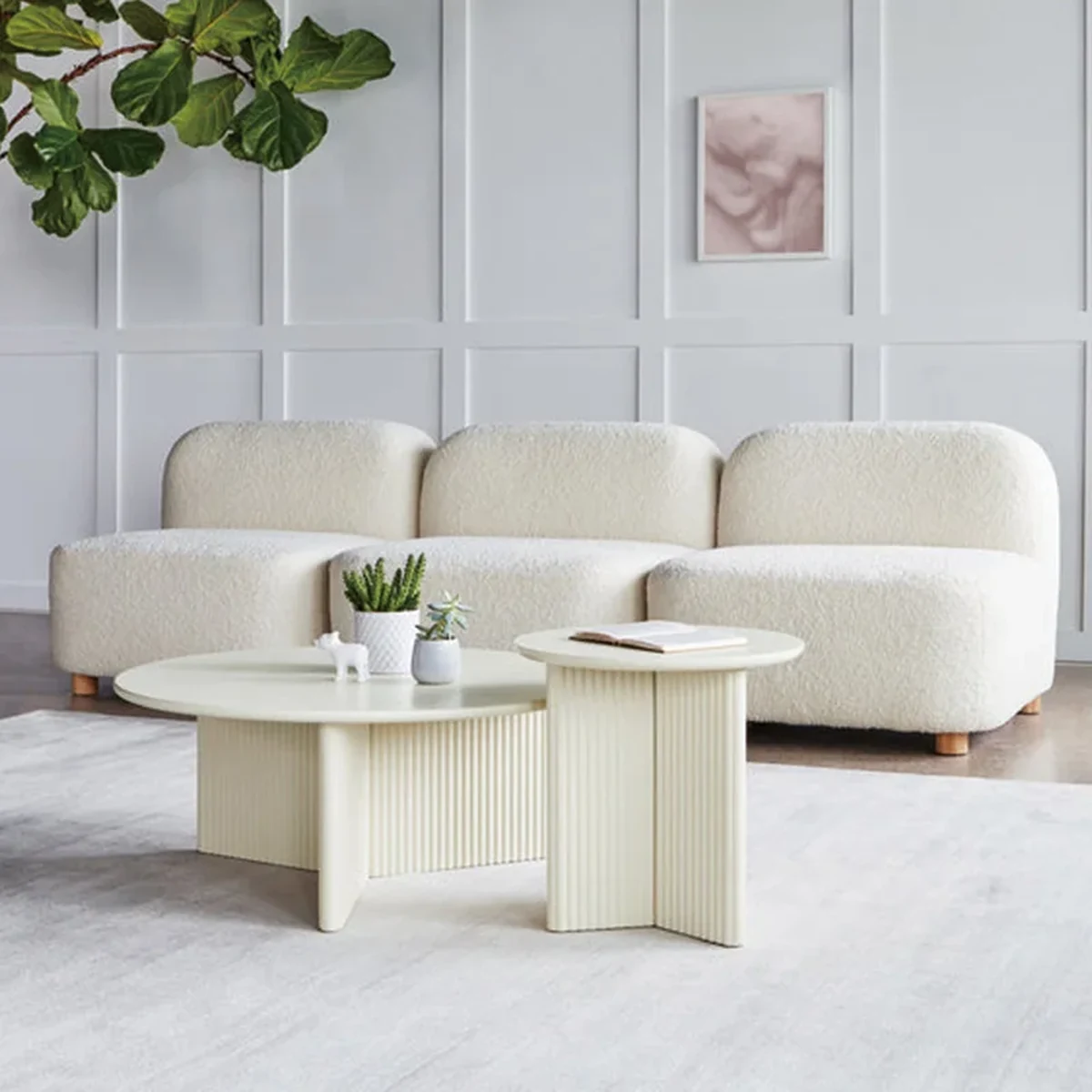 Modern Solid Wood Round Coffee Accent Table