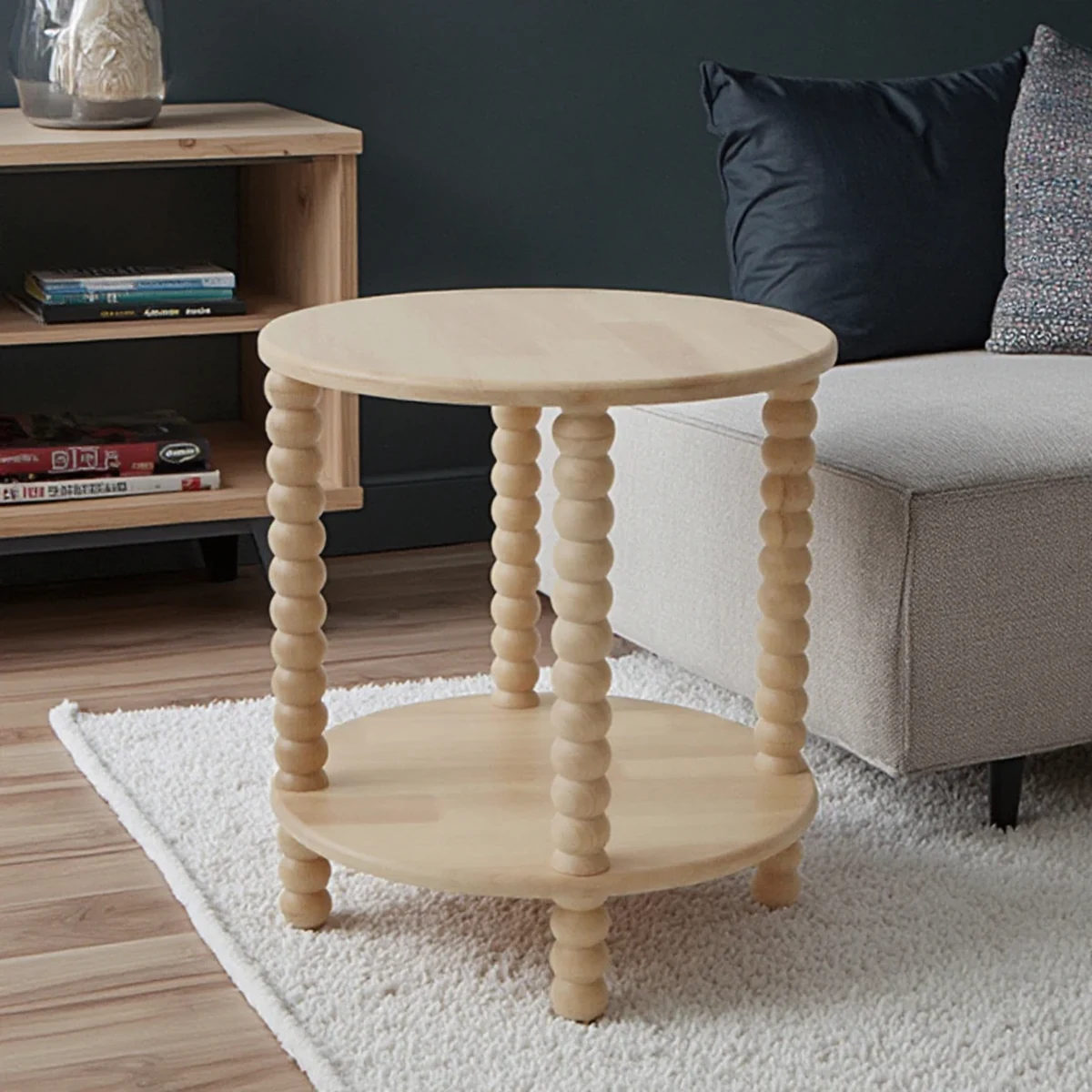 Farmhouse Solid Wood Round Coffee Accent Table