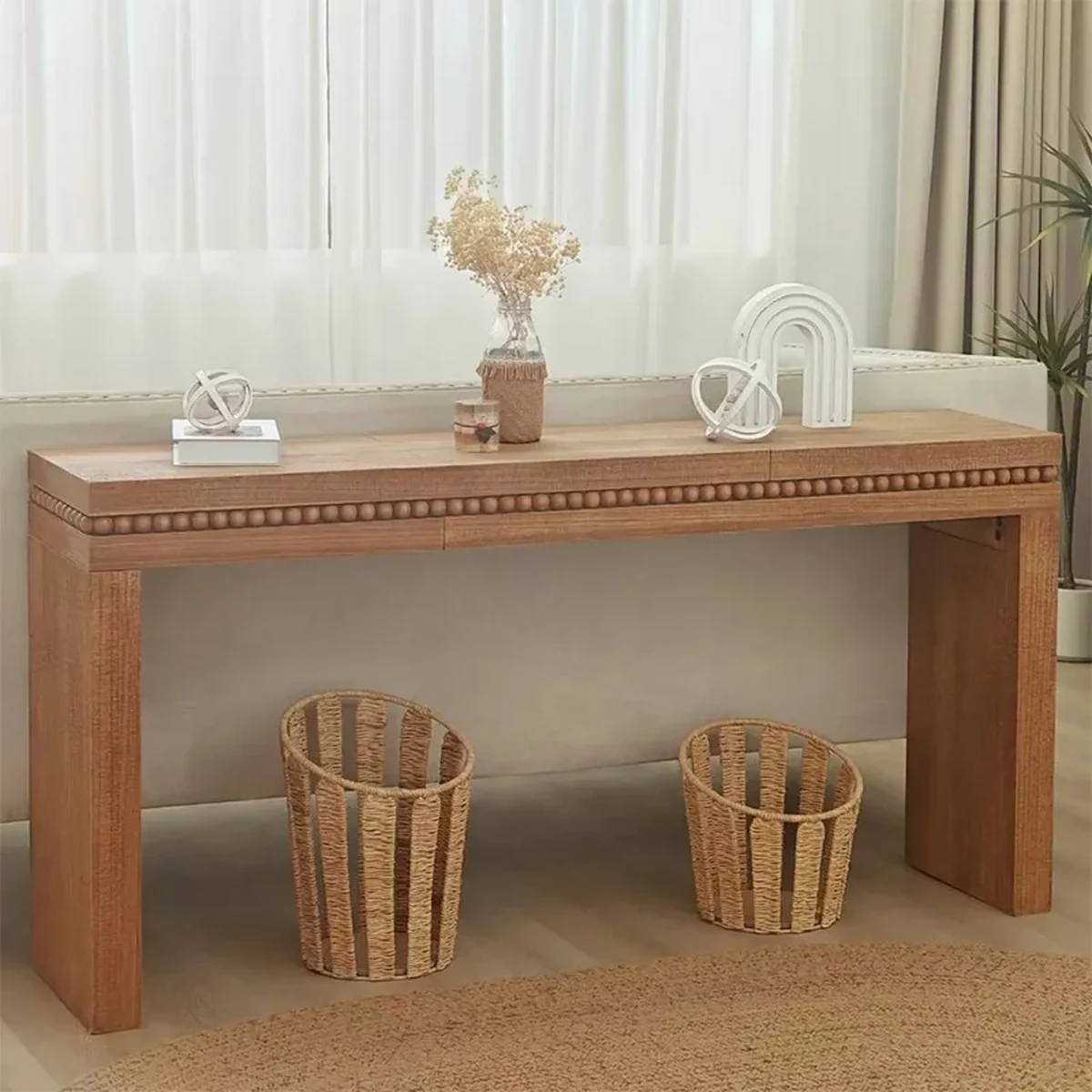Farmhouse Solid Wood Console Accent Table
