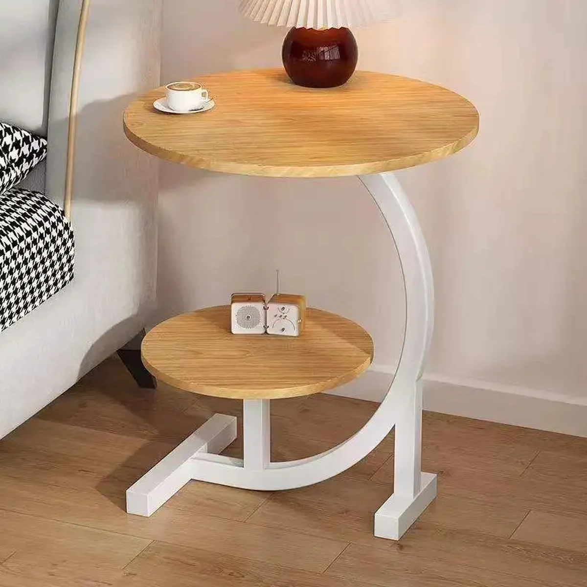 Minimalist Metal Round 2-Tier Accent Table