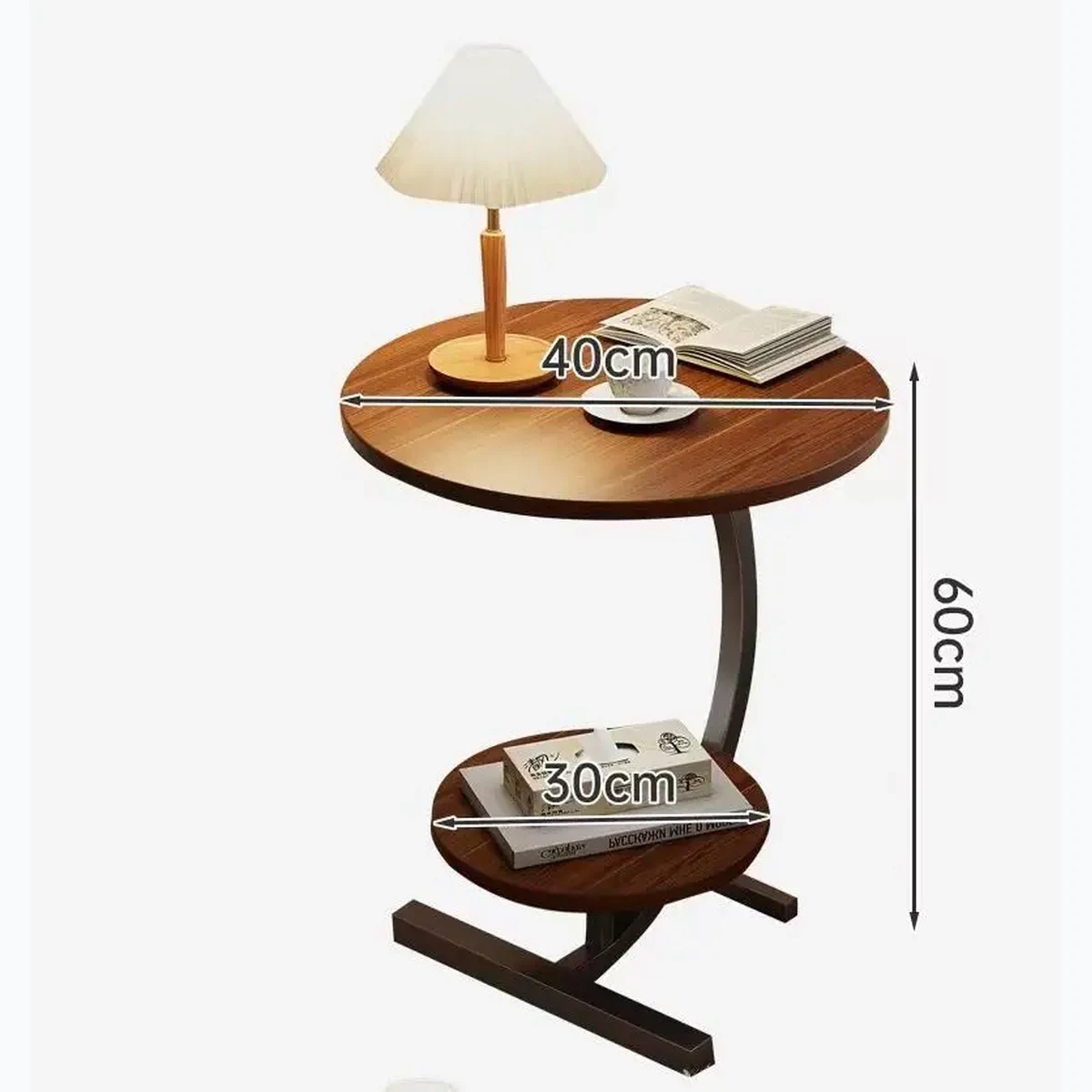 Minimalist Metal Round 2-Tier Accent Table