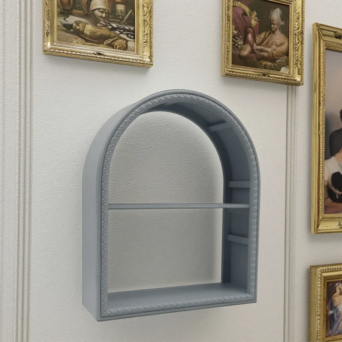 Rustic Solid Wood Arch Floating Floating Wall Shelf