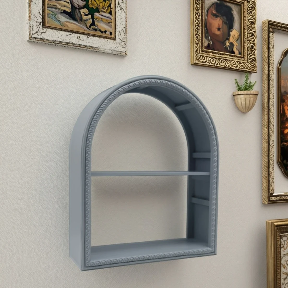 Rustic Solid Wood Arch Floating Floating Wall Shelf