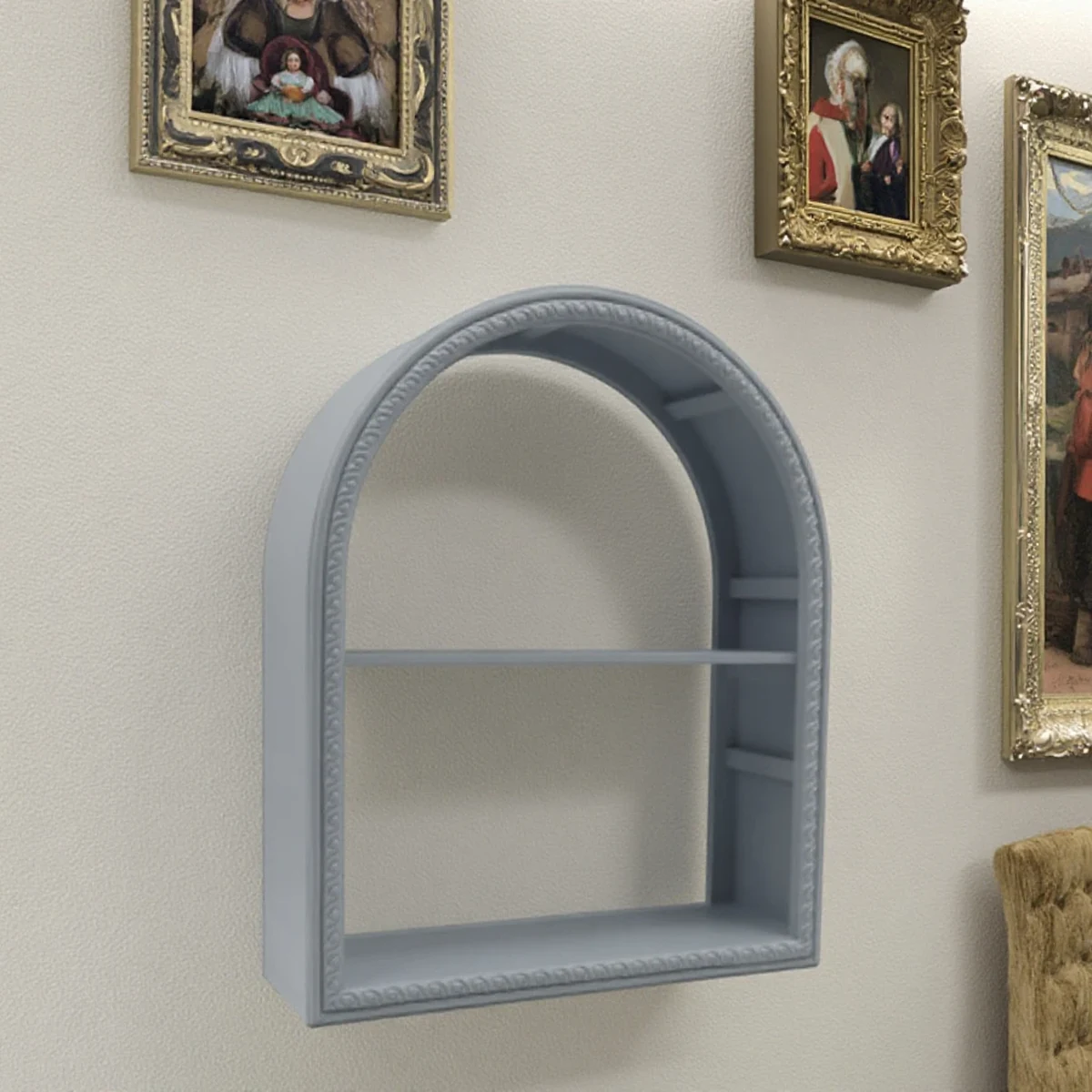 Rustic Solid Wood Arch Floating Floating Wall Shelf