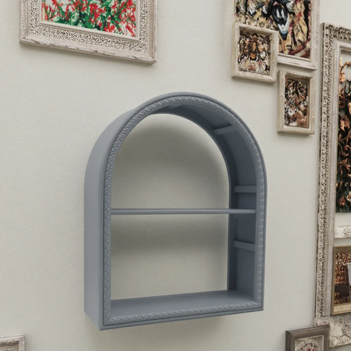 Rustic Solid Wood Arch Floating Floating Wall Shelf