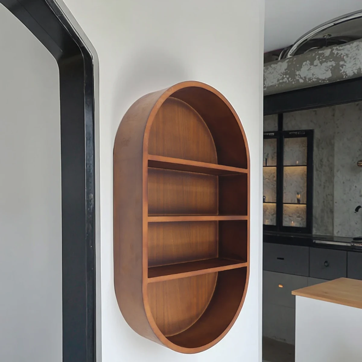 Classic Solid Wood Arched Arch Floating Wall Shelf