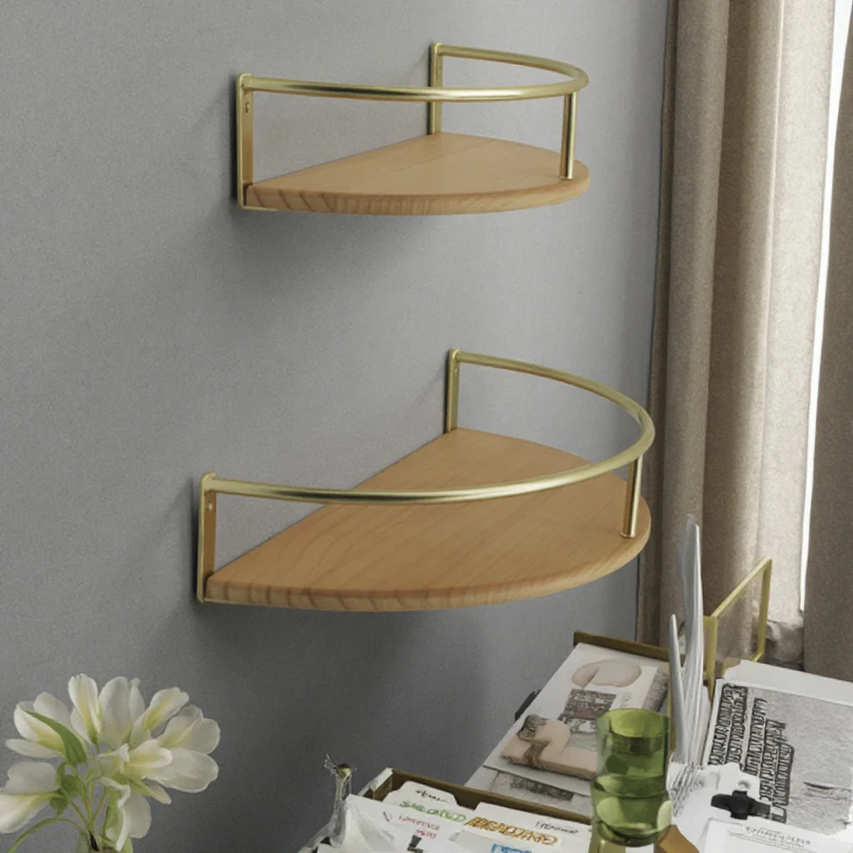 Nordic Metal Round Floating Wall Shelf