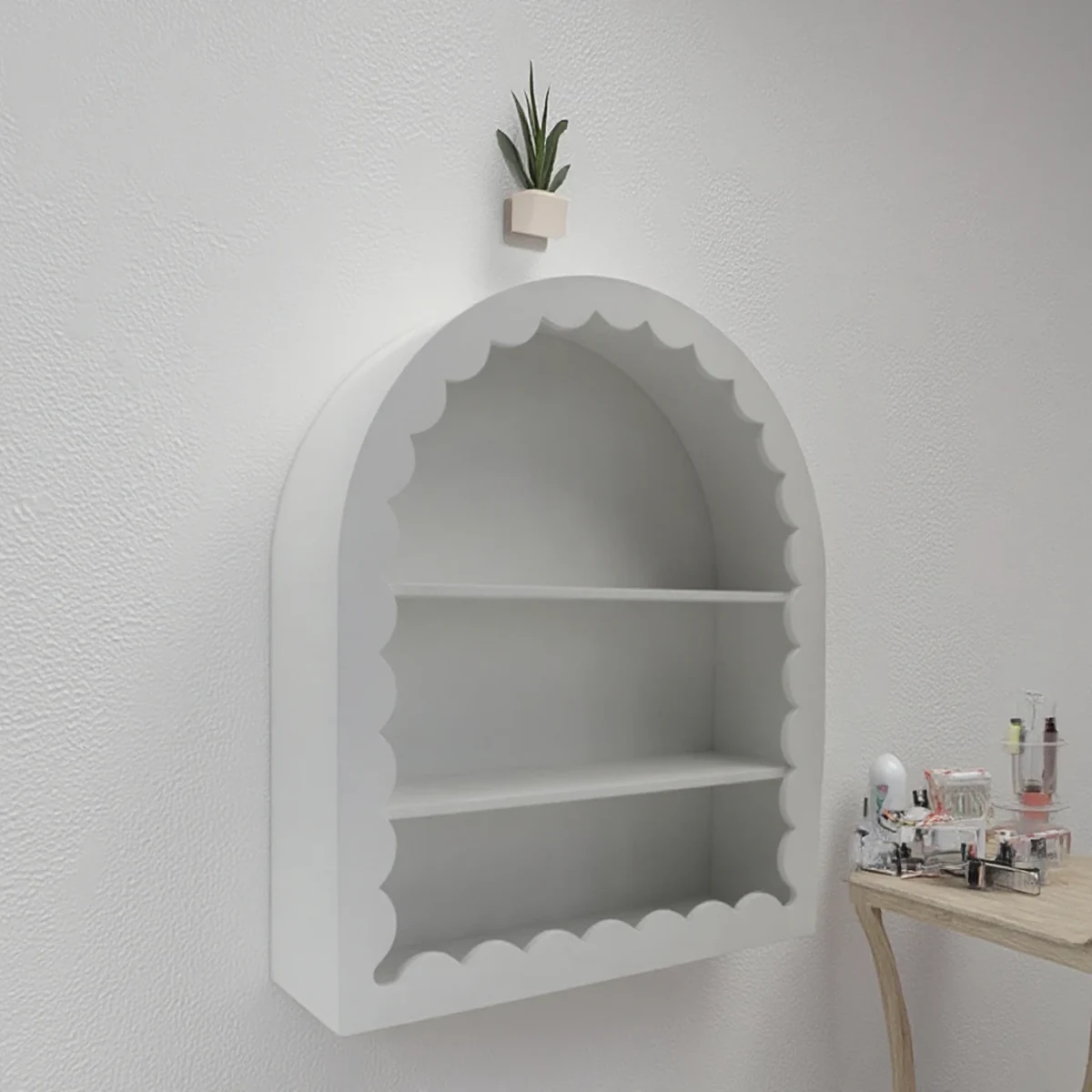 Classic Solid Wood Arch Floating Wall Shelf