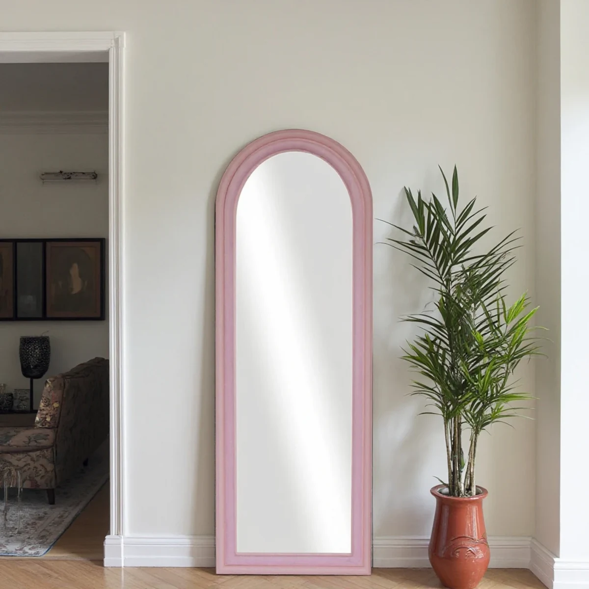 Modern Solid Wood Arched Arch Full-Length Mirror