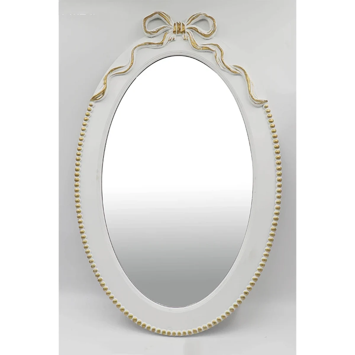 Vintage Solid Wood Oval Carved Round Wall Mirror
