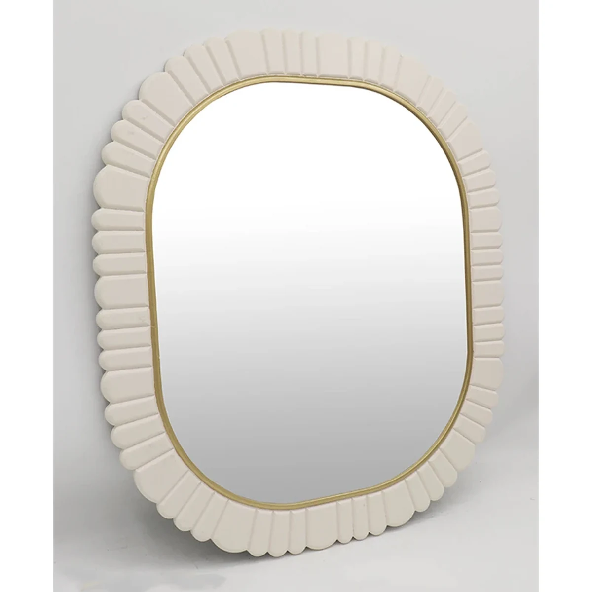 Vintage Solid Wood Oval Round Wall Mirror