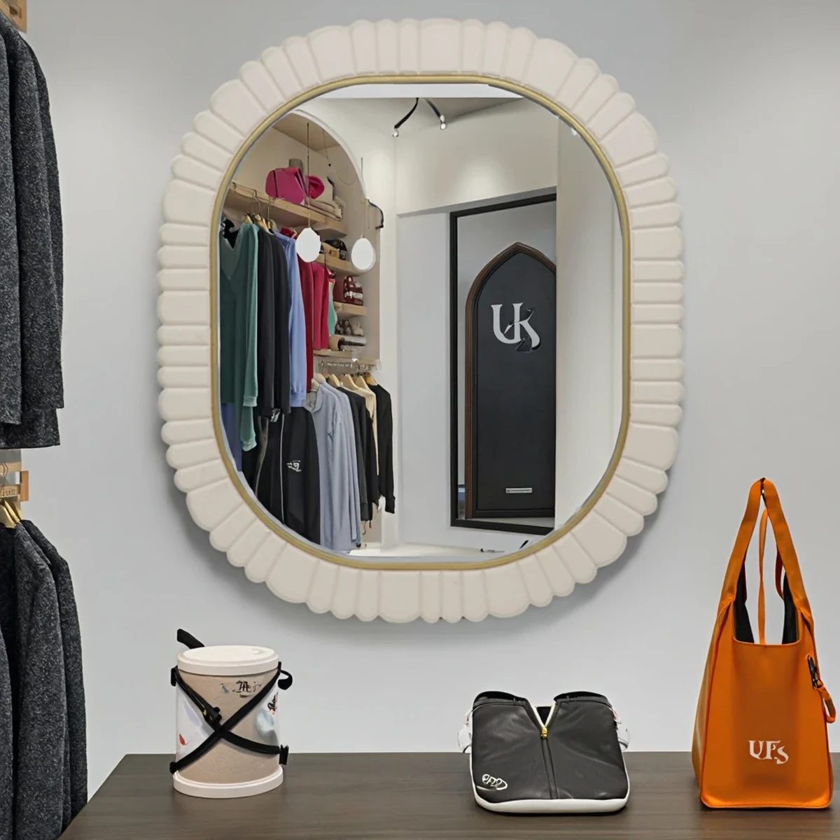 Vintage Solid Wood Oval Round Wall Mirror