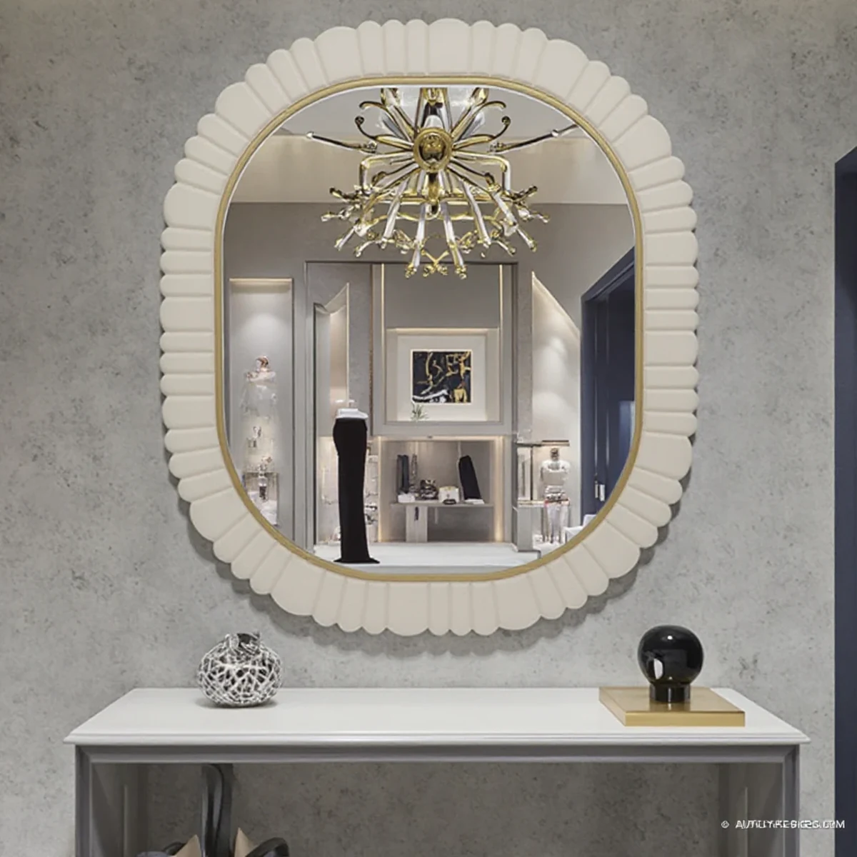 Vintage Solid Wood Oval Round Wall Mirror