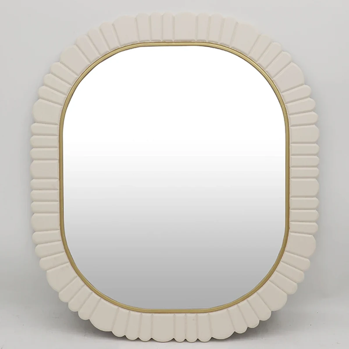Vintage Solid Wood Oval Round Wall Mirror