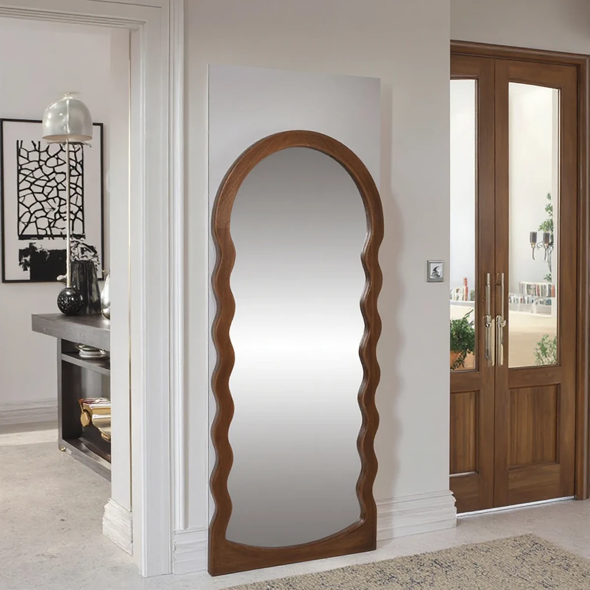 Classic Solid Wood Arch Full-Length Mirror