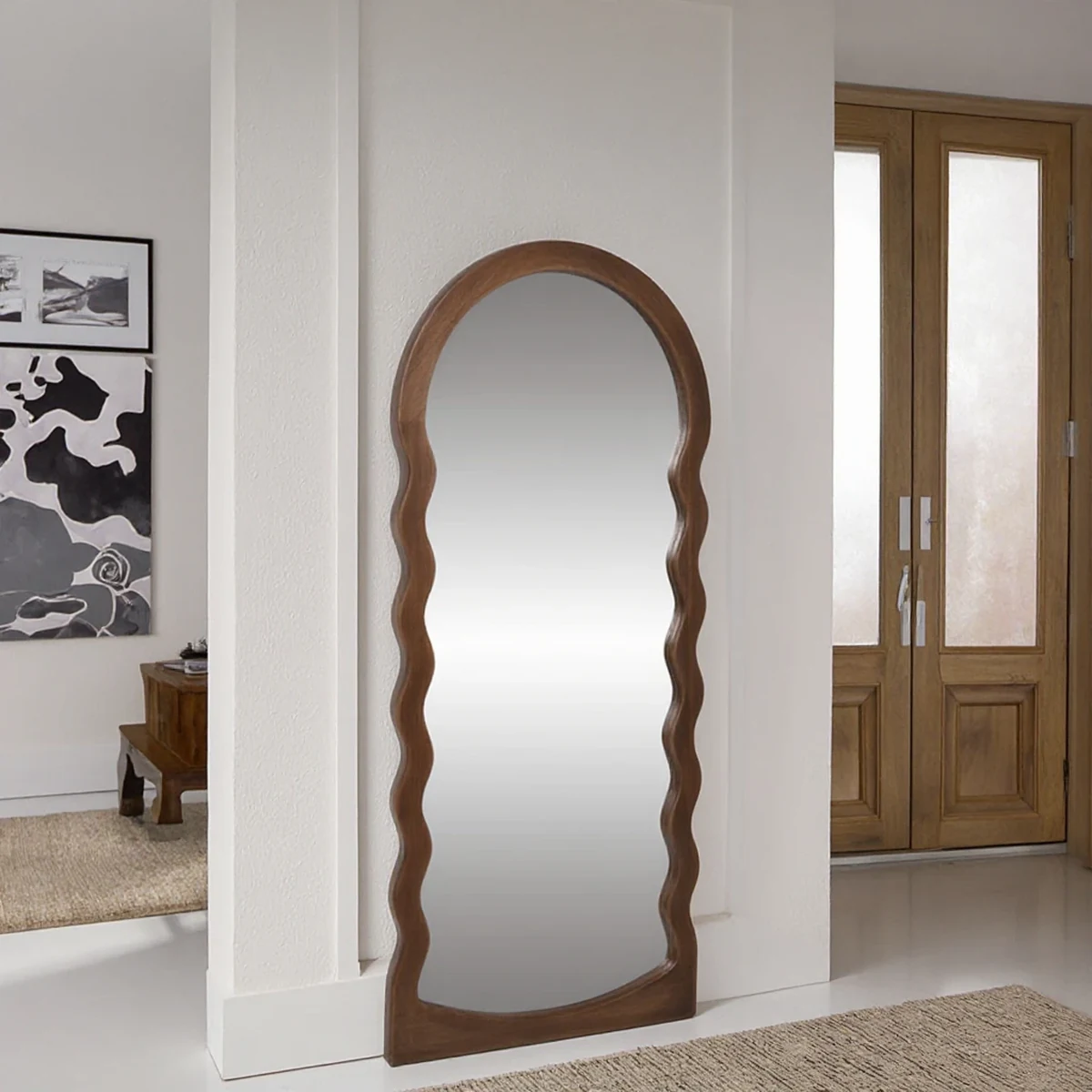 Classic Solid Wood Arch Full-Length Mirror