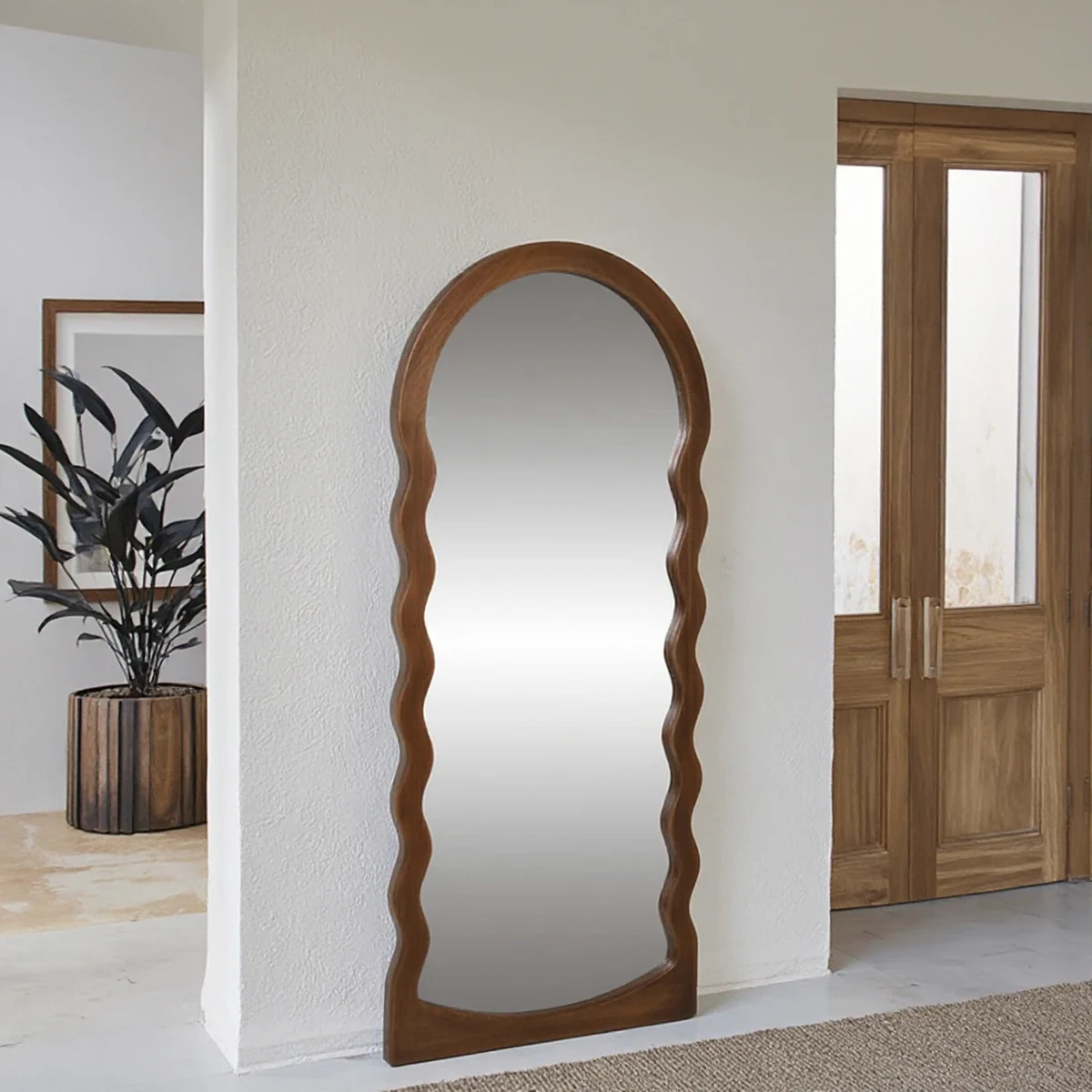 Classic Solid Wood Arch Full-Length Mirror